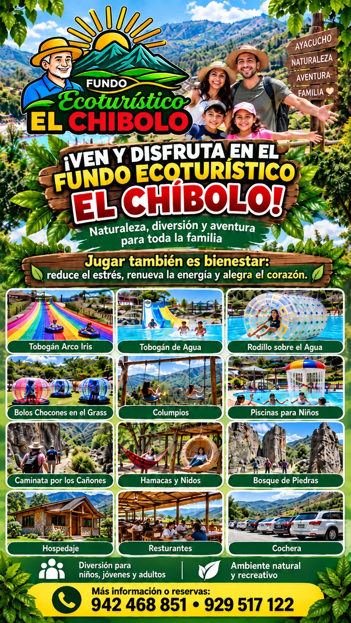 Flyer con actividades y contacto del fundo